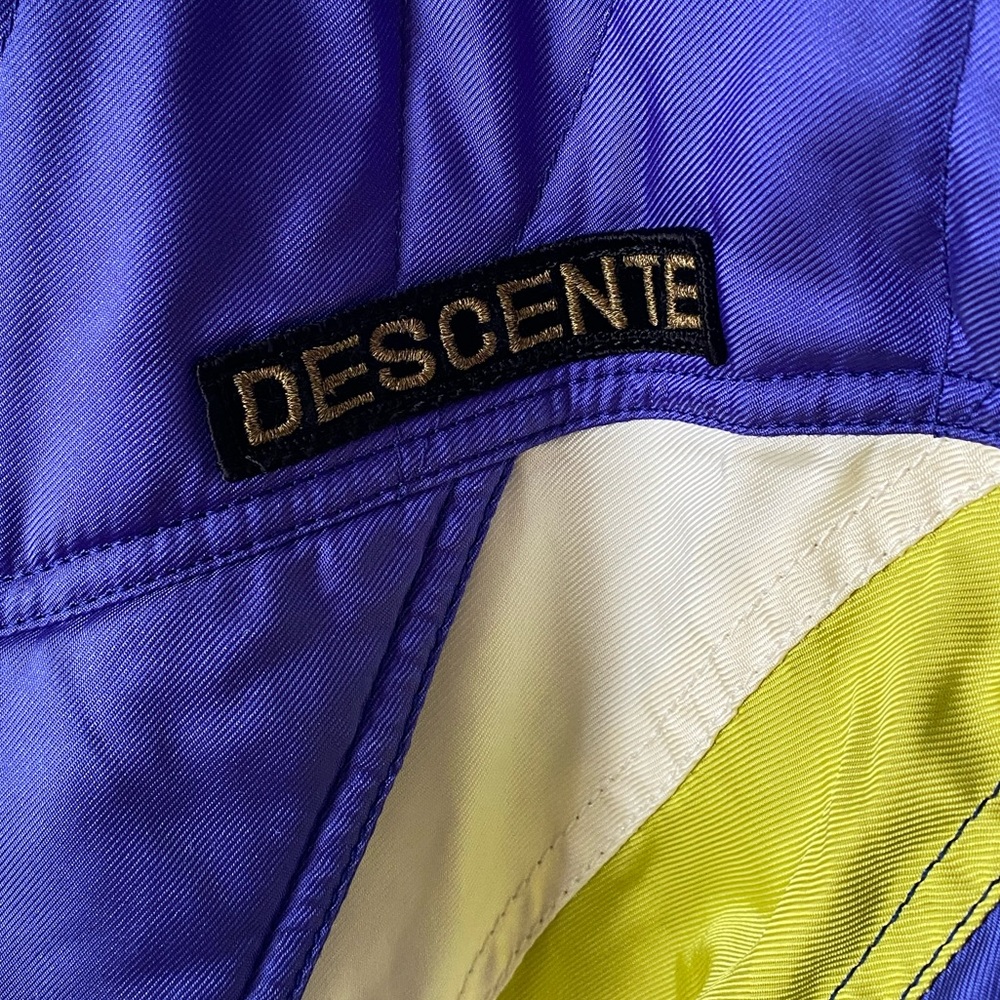 VTG 1980s DESCENTE Made in Japan Cream Purple Chartreuse Ski Snowboard Parka M - Picture 6 of 12